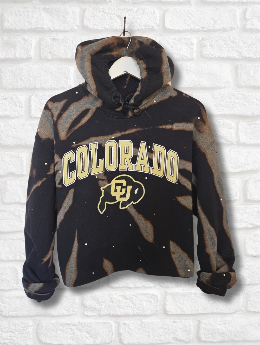 Colorado Buffaloes Crop Hoodie W/Rhinestones